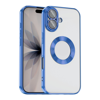 Apple iPhone 17 Case Camera Protection Logo Showing Zore Omega Cover Blue