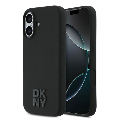 Apple iPhone 17 Case DKNY Original Licensed M-Safe Charging Feature Metal Logo Silicone Cover Black