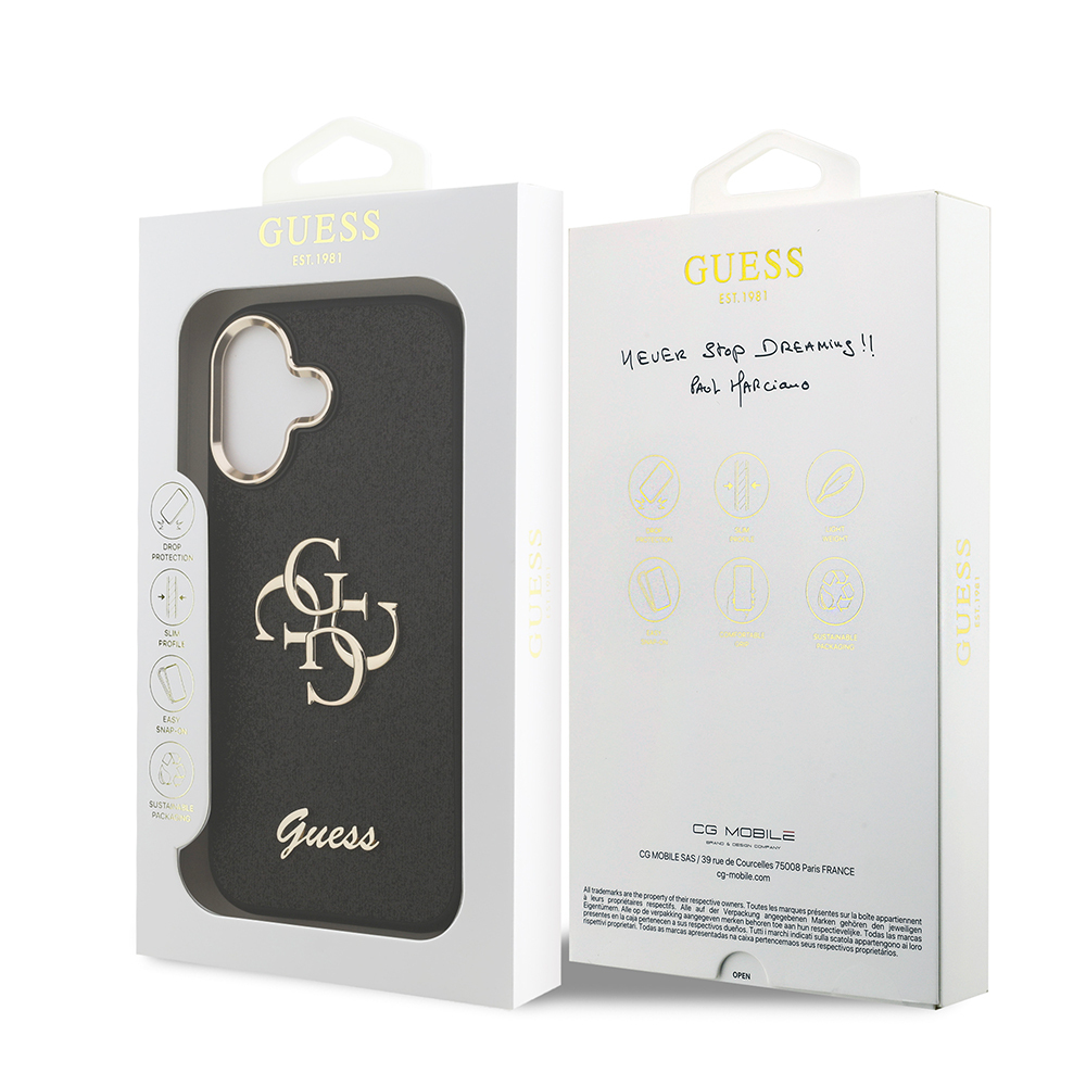 Apple iPhone 17 Case Guess Original Licensed 4G Large Metal Camera Frame and Logo Glitter Cover - 10