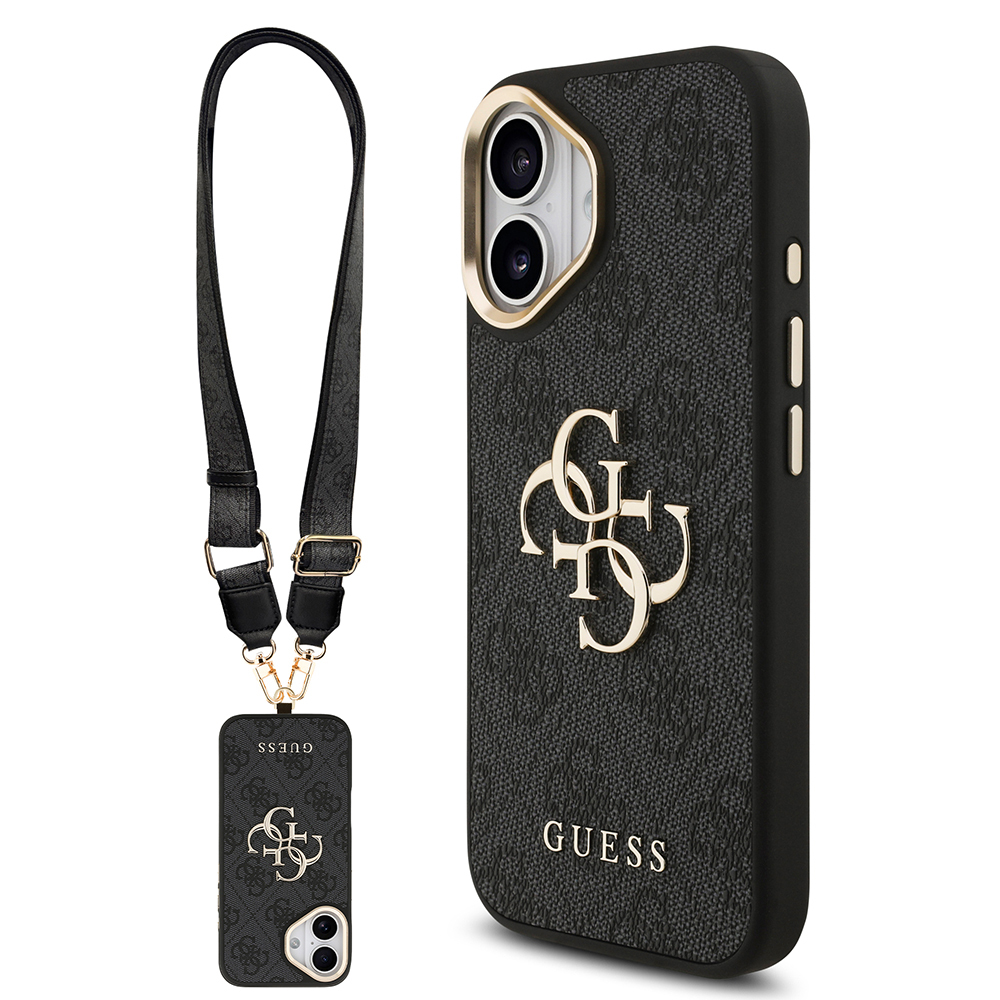 Apple iPhone 17 Case Guess Original Licensed 4G Large Metal Logo Thick Strap Cover - 2