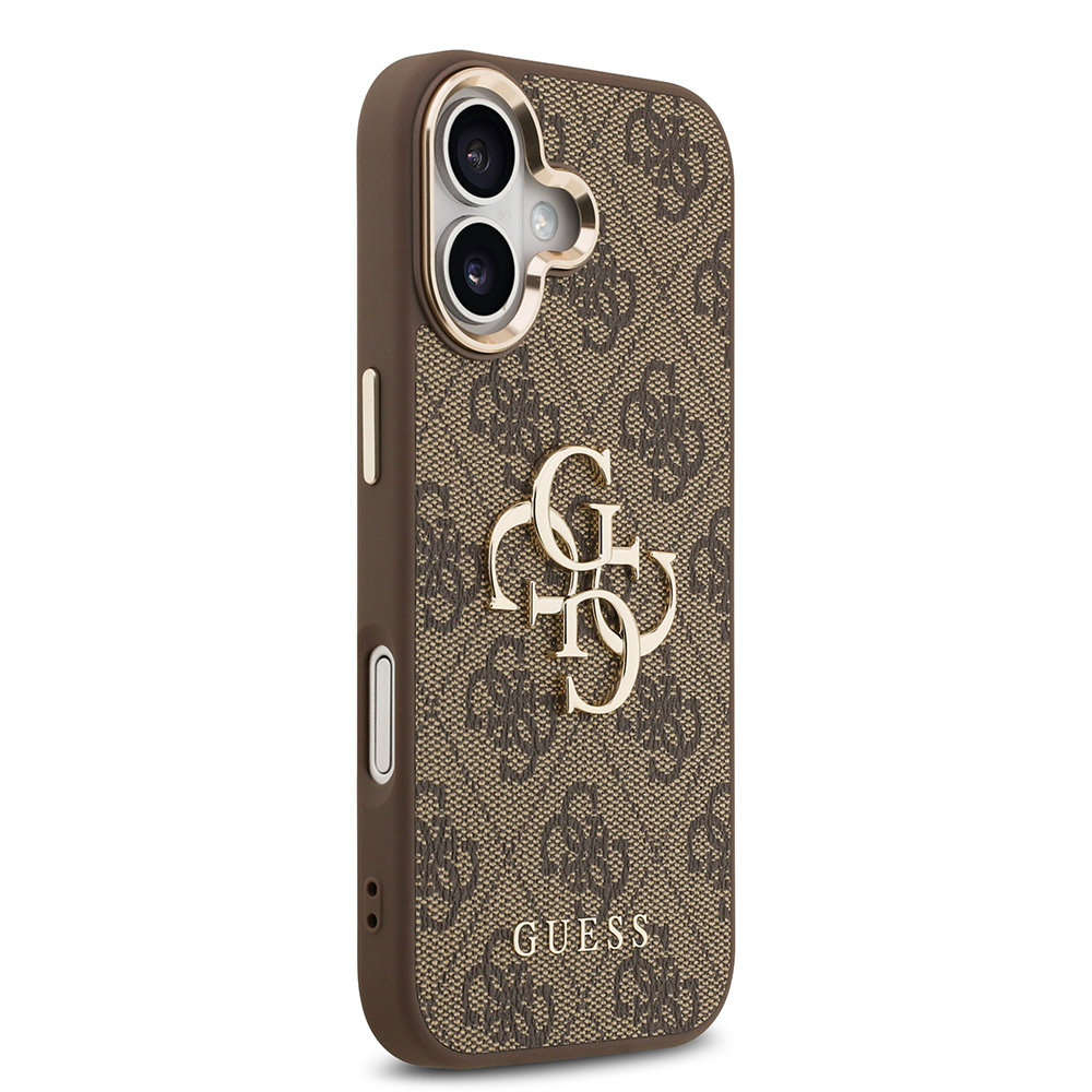 Apple iPhone 17 Case Guess Original Licensed Gold Metal Camera Frame 4G Patterned Metal Big 4G and Text Logo Cover - 7