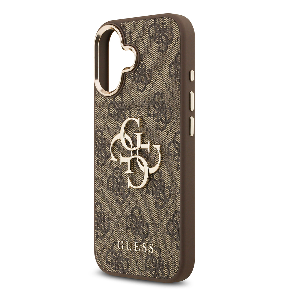 Apple iPhone 17 Case Guess Original Licensed Gold Metal Camera Frame 4G Patterned Metal Big 4G and Text Logo Cover - 9