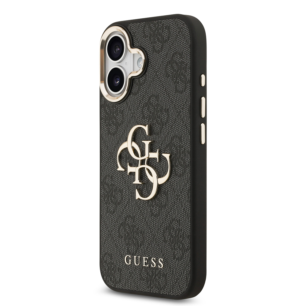 Apple iPhone 17 Case Guess Original Licensed Gold Metal Camera Frame 4G Patterned Metal Big 4G and Text Logo Cover - 12
