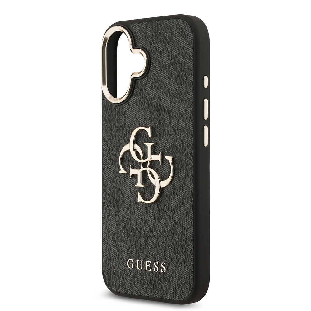 Apple iPhone 17 Case Guess Original Licensed Gold Metal Camera Frame 4G Patterned Metal Big 4G and Text Logo Cover - 16
