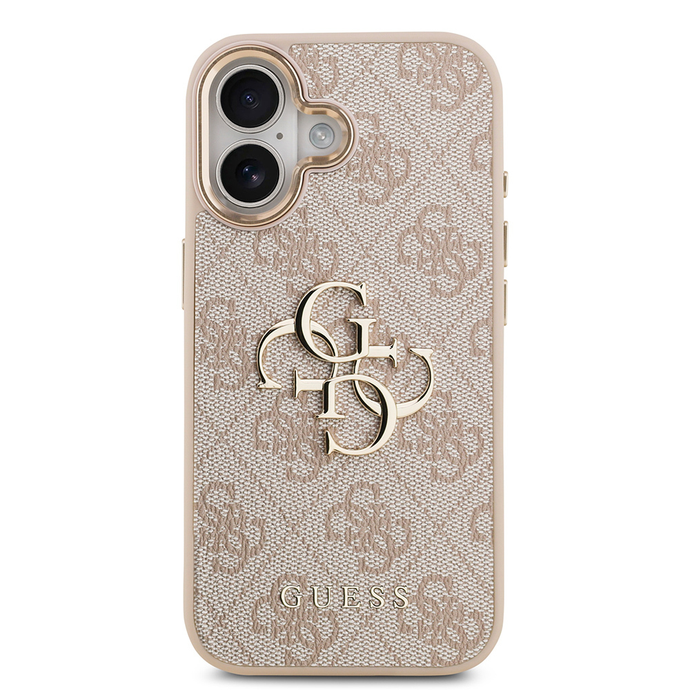 Apple iPhone 17 Case Guess Original Licensed Gold Metal Camera Frame 4G Patterned Metal Big 4G and Text Logo Cover - 20