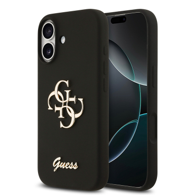 Apple iPhone 17 Case Guess Original Licensed Grained Text Logo Cover Black