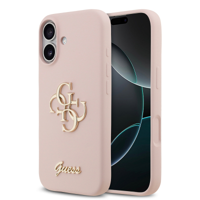 Apple iPhone 17 Case Guess Original Licensed Grained Text Logo Cover Pink