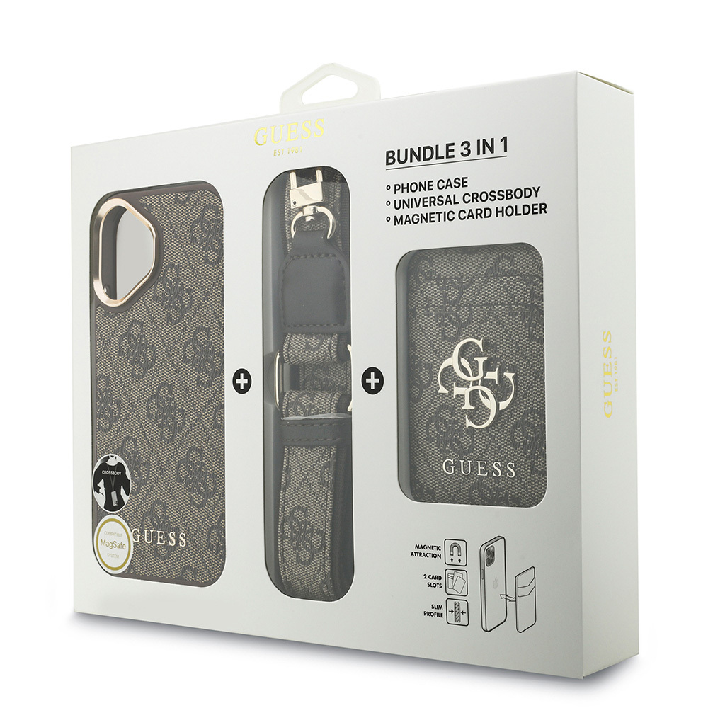 Apple iPhone 17 Case Guess Original Licensed M-safe Charging Case with Strap and 4G Logo Card Holder - 25