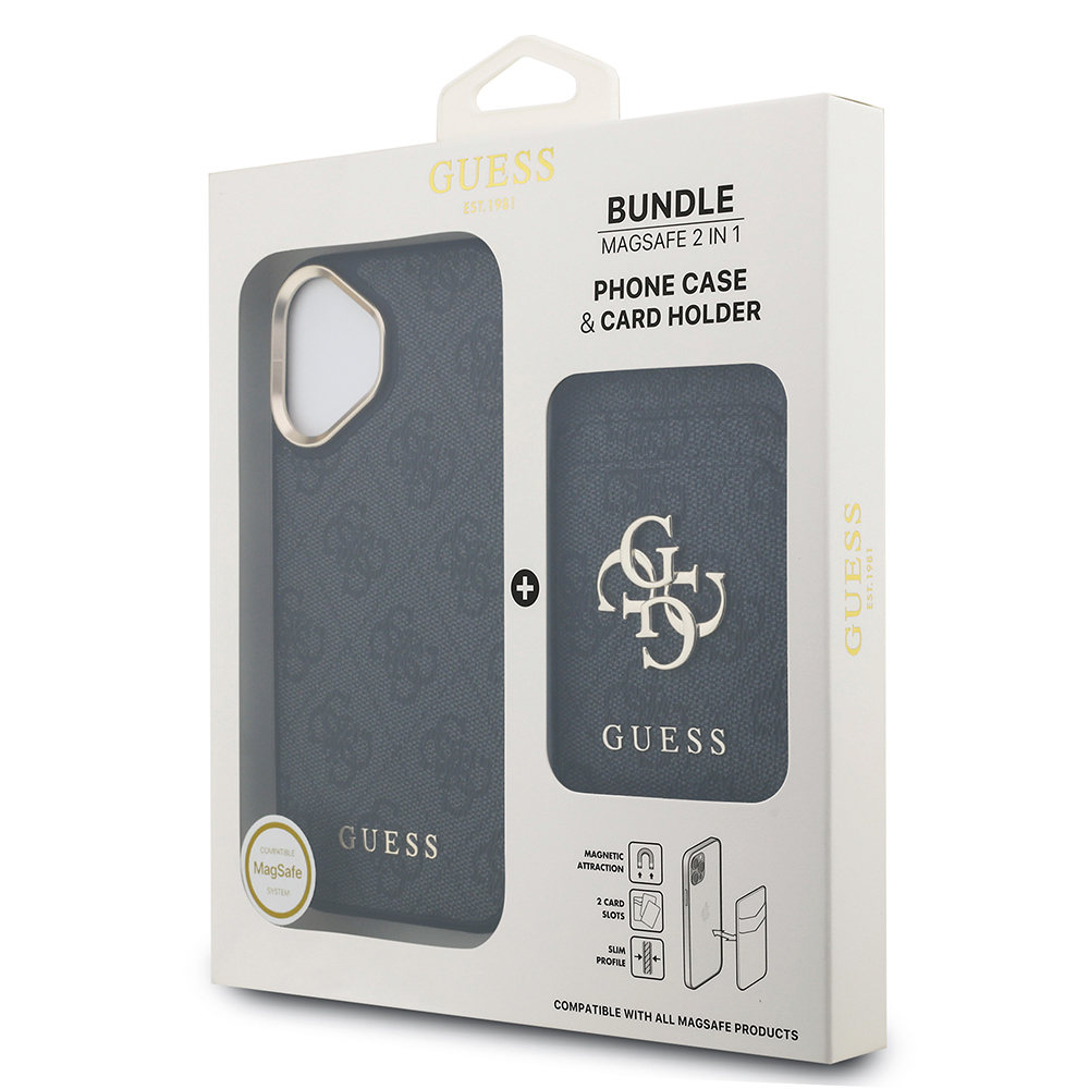 Apple iPhone 17 Case Guess Original Licensed M-safe Charging Feature 4G Metal Large Logo Card Holder Cover - 22
