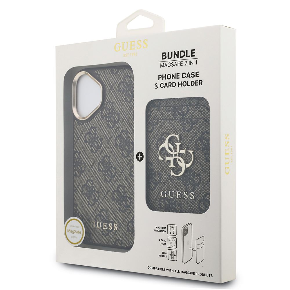 Apple iPhone 17 Case Guess Original Licensed M-safe Charging Feature 4G Metal Large Logo Card Holder Cover - 23