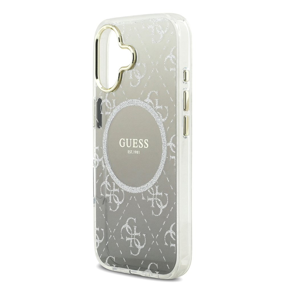 Apple iPhone 17 Case Guess Original Licensed M-safe Charging Feature 4G Patterned Glitter Silicone Cover - 9