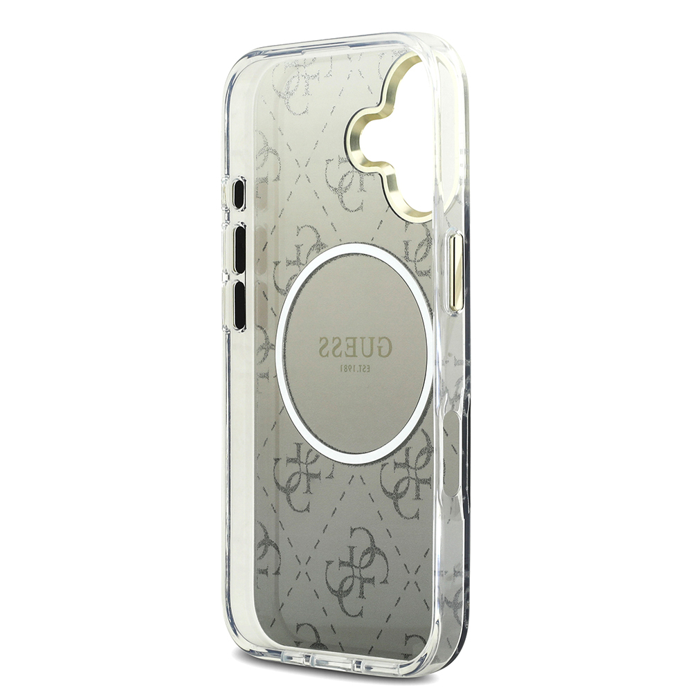 Apple iPhone 17 Case Guess Original Licensed M-safe Charging Feature 4G Patterned Glitter Silicone Cover - 10