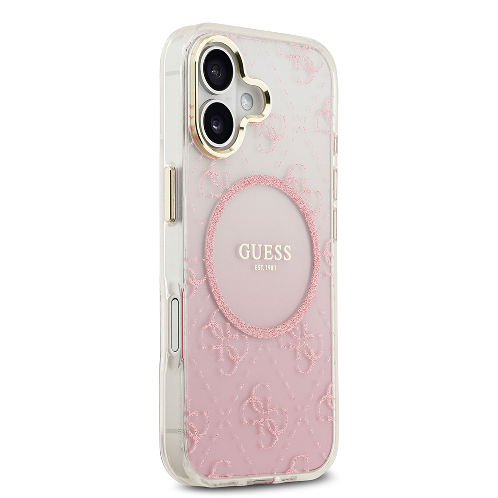 Apple iPhone 17 Case Guess Original Licensed M-safe Charging Feature 4G Patterned Glitter Silicone Cover - 14