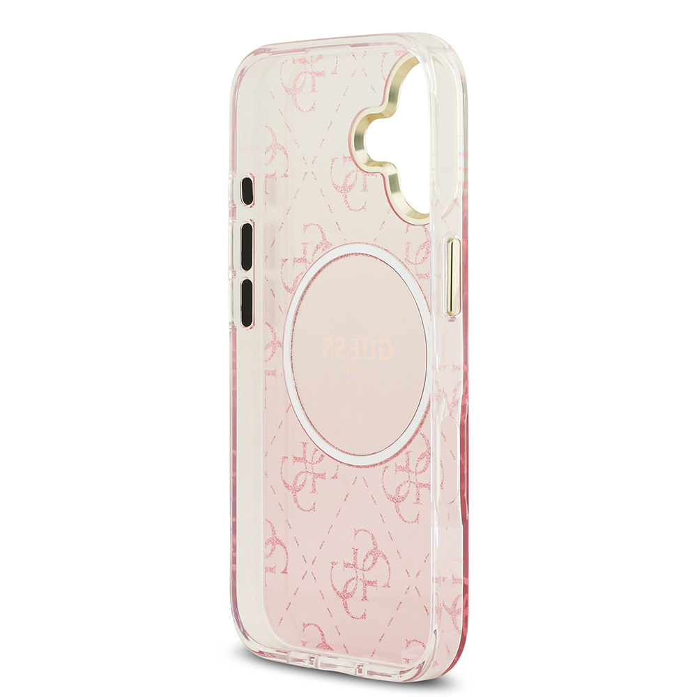 Apple iPhone 17 Case Guess Original Licensed M-safe Charging Feature 4G Patterned Glitter Silicone Cover - 17