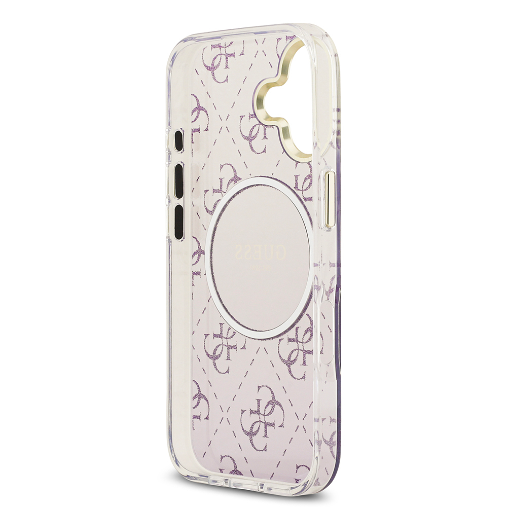 Apple iPhone 17 Case Guess Original Licensed M-safe Charging Feature 4G Patterned Glitter Silicone Cover - 24