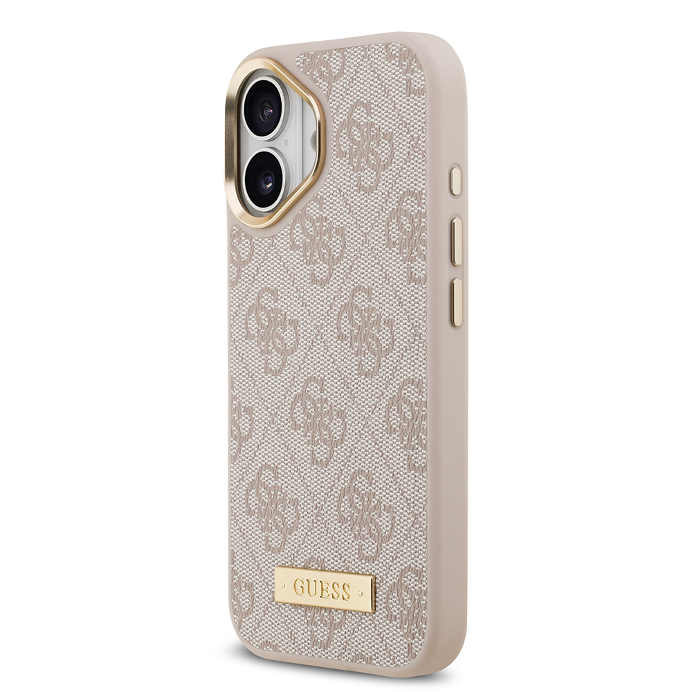 Apple iPhone 17 Case Guess Original Licensed M-safe Charging Feature 4G Patterned PU Metal Plate Classic Logo Cover - 7