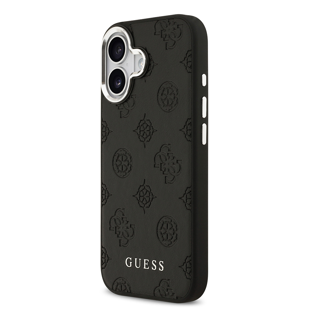 Apple iPhone 17 Case Guess Original Licensed M-Safe Charging Feature Hot Printed Classic Text Logo PU Leather Peony Cover - 11