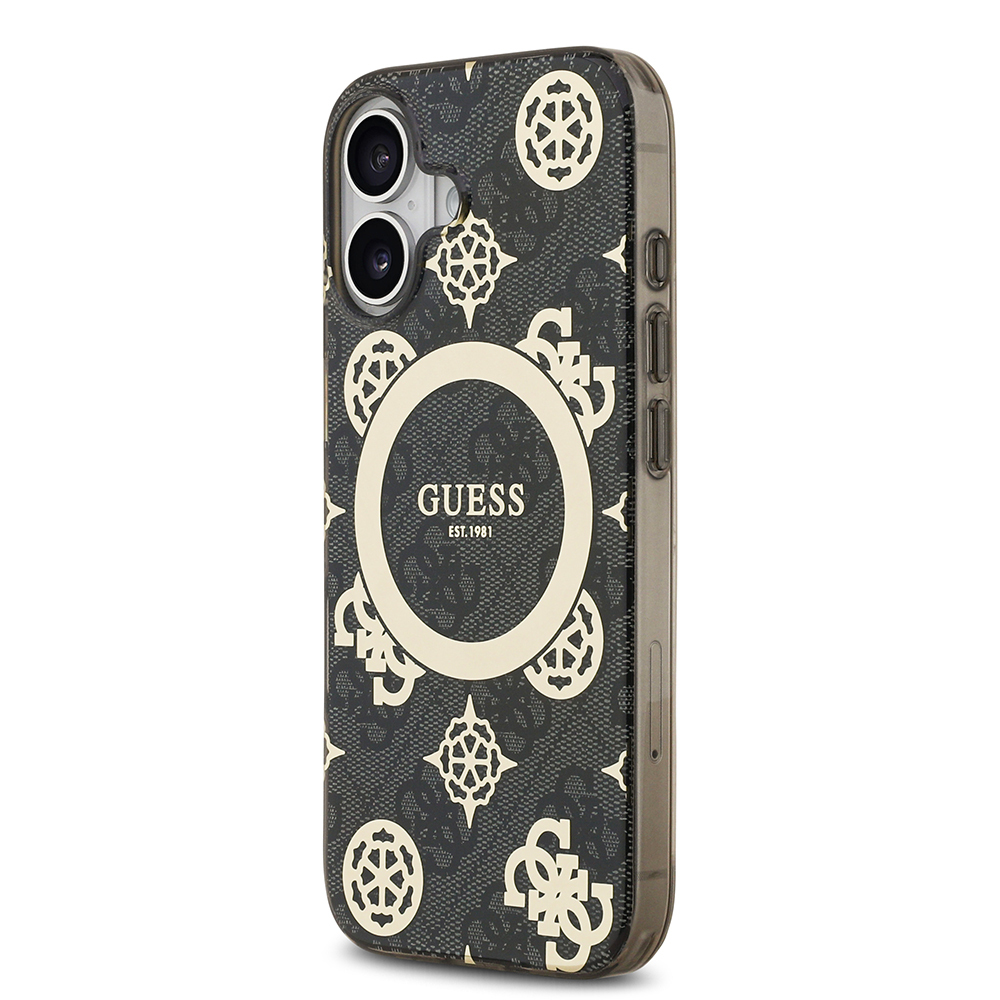 Apple iPhone 17 Case Guess Original Licensed M-Safe Charging Feature IML Peony and 4G Patterned Classic Logo Cover - 5