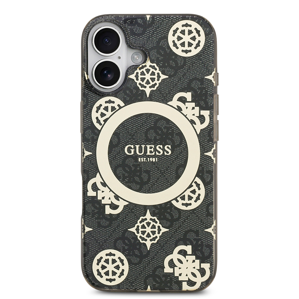 Apple iPhone 17 Case Guess Original Licensed M-Safe Charging Feature IML Peony and 4G Patterned Classic Logo Cover - 6
