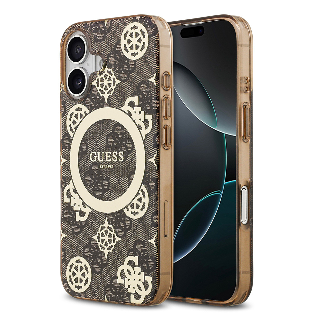 Apple iPhone 17 Case Guess Original Licensed M-Safe Charging Feature IML Peony and 4G Patterned Classic Logo Cover - 3