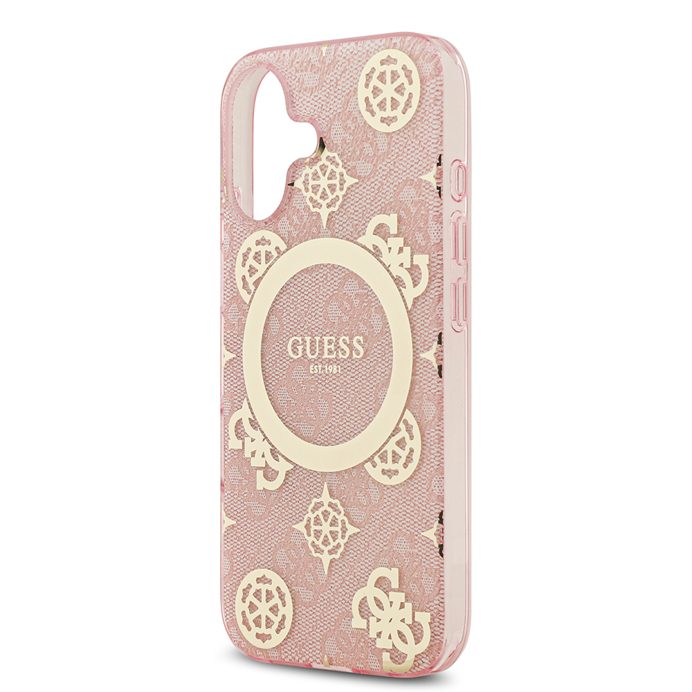 Apple iPhone 17 Case Guess Original Licensed M-Safe Charging Feature IML Peony and 4G Patterned Classic Logo Cover - 23