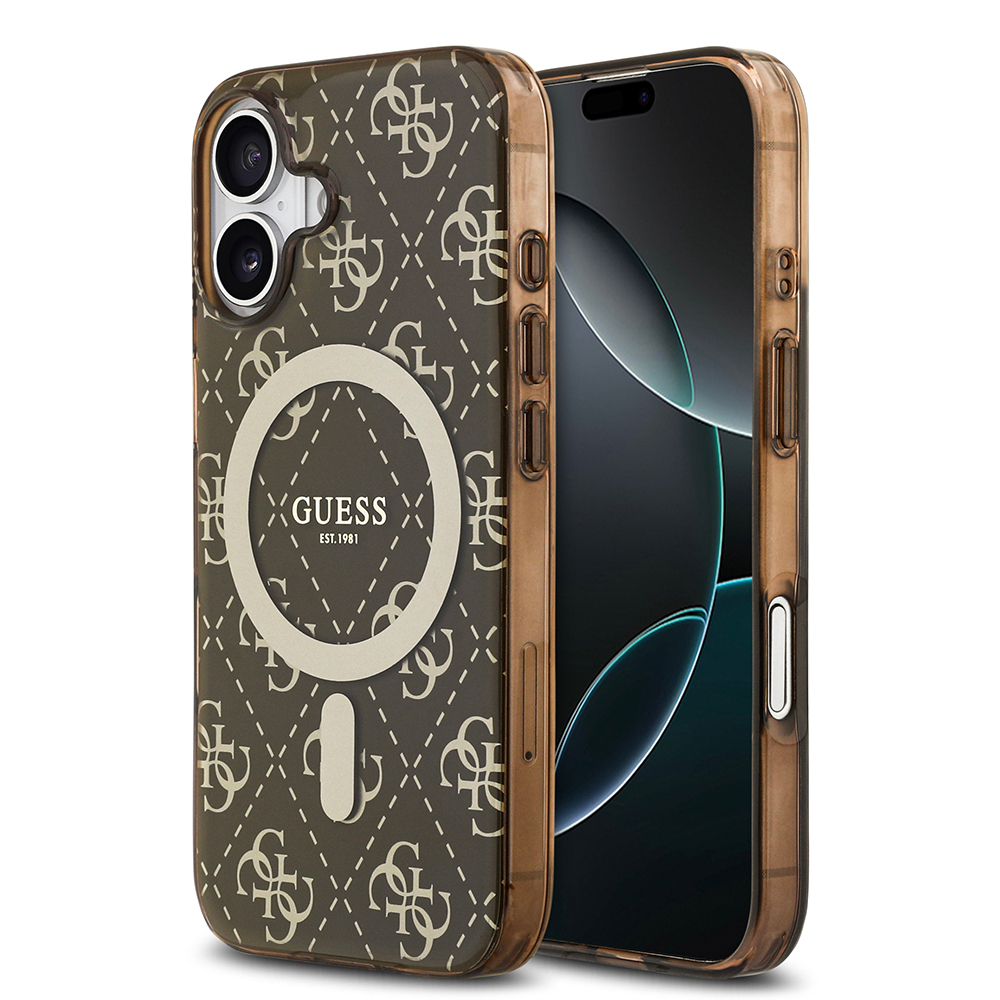 Apple iPhone 17 Case Guess Original Licensed M-Safe Charging Feature IML Printed Classic Logo 4G Patterned Cover - 3