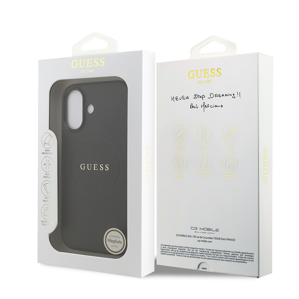 Apple iPhone 17 Case Guess Original Licensed M-safe Charging Feature Logo PU Leather Cover - 9