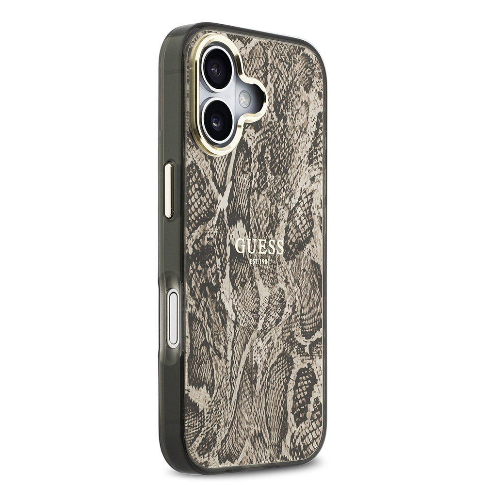 Apple iPhone 17 Case Guess Original Licensed M-safe Charging Feature Text Logo Python Patterned Cover - 13