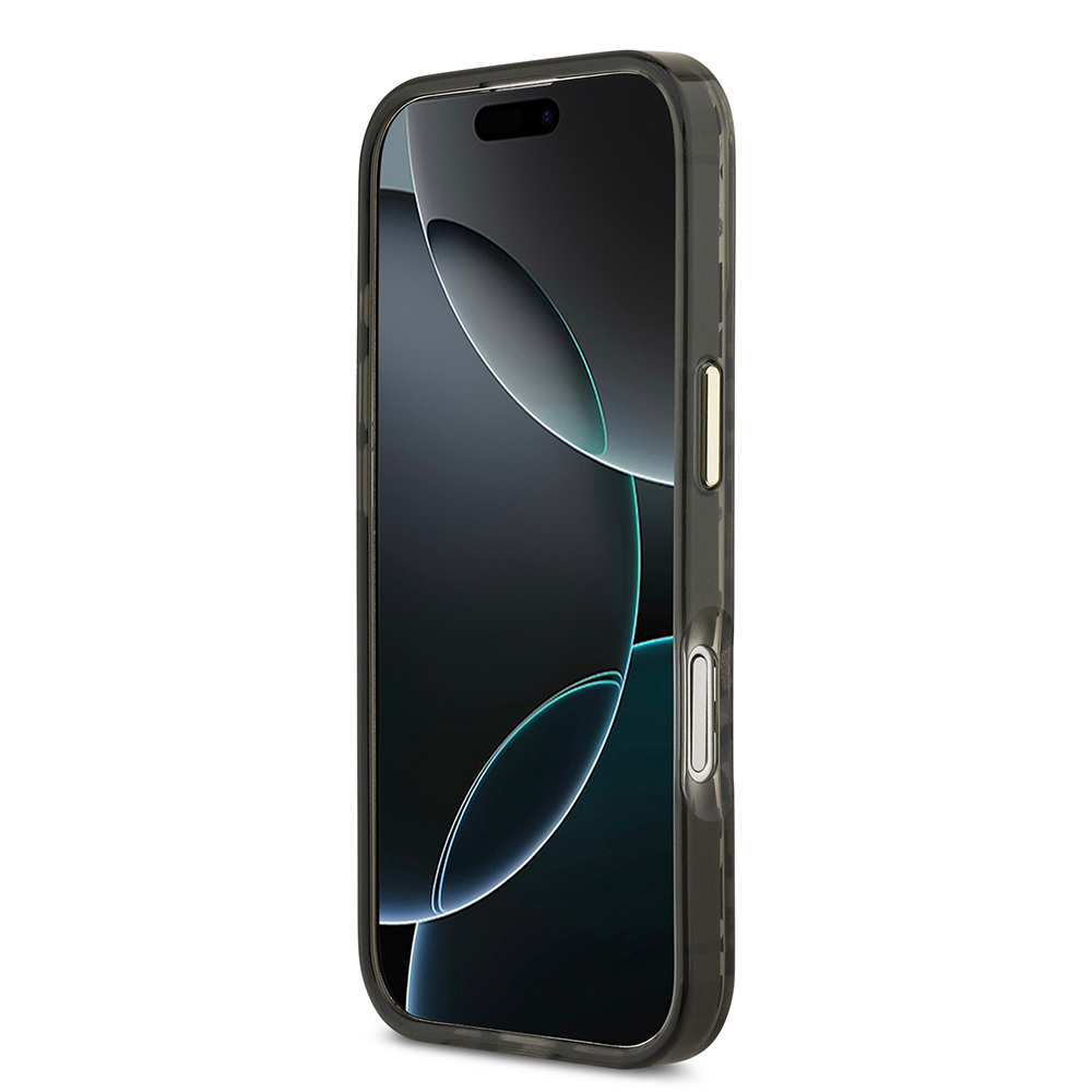 Apple iPhone 17 Case Guess Original Licensed M-Safe Charging Feature Triangle Logo Glitter Leopard Pattern Cover - 7