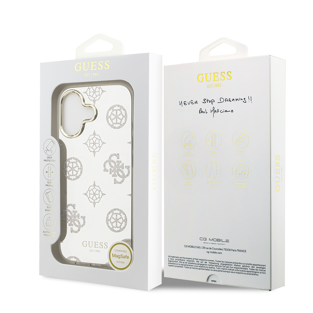 Apple iPhone 17 Case Guess Original Licensed Metal Camera Frame Glitter Mirror Cover - 17