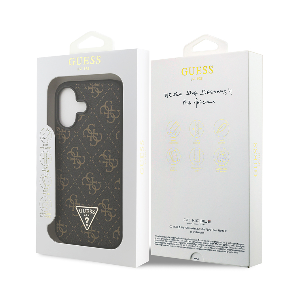 Apple iPhone 17 Case Guess Original Licensed PU Leather 4G Patterned Triangle Logo Cover - 9