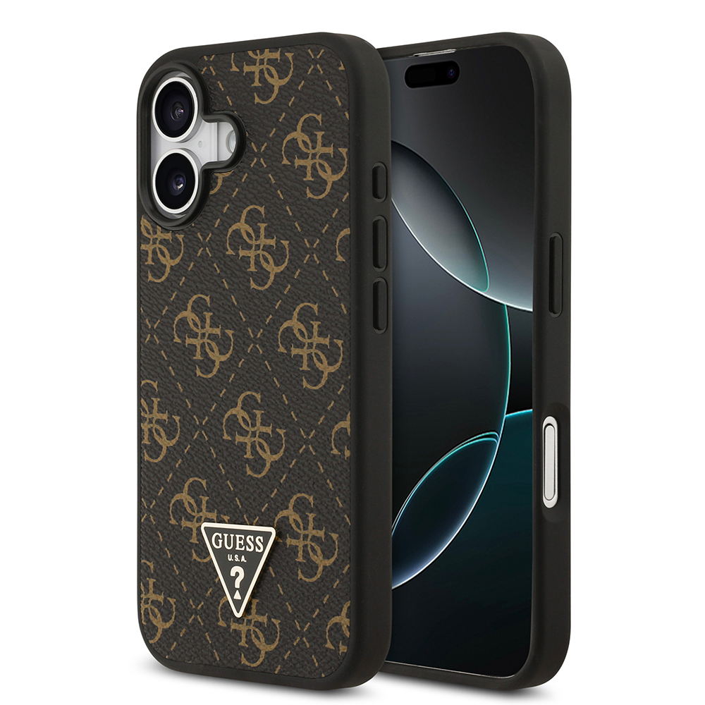 Apple iPhone 17 Case Guess Original Licensed PU Leather 4G Patterned Triangle Logo Cover - 1