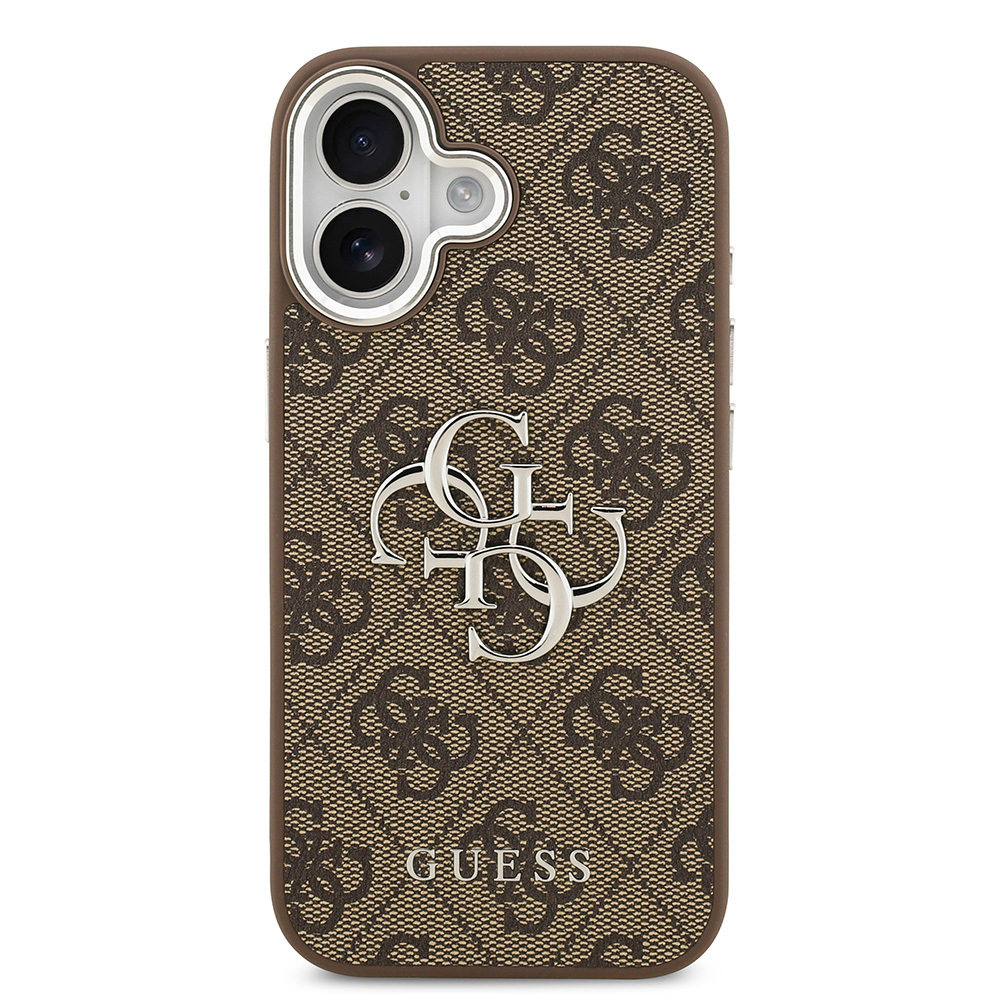 Apple iPhone 17 Case Guess Original Licensed Silver Metal Camera Frame 4G Patterned Metal Big 4G and Text Logo Cover - 5