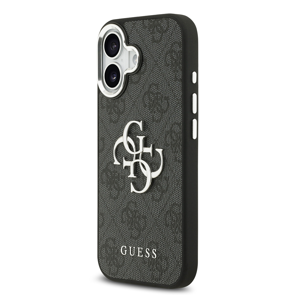 Apple iPhone 17 Case Guess Original Licensed Silver Metal Camera Frame 4G Patterned Metal Big 4G and Text Logo Cover - 10