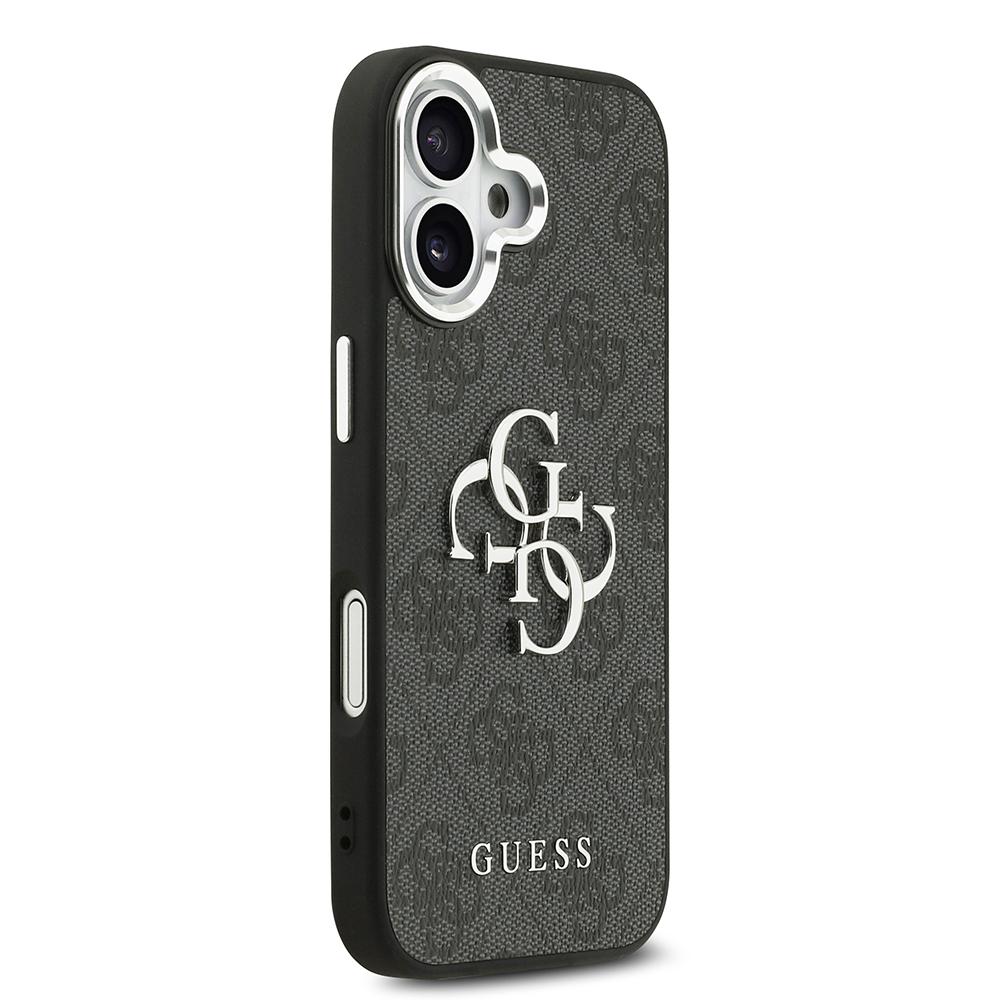 Apple iPhone 17 Case Guess Original Licensed Silver Metal Camera Frame 4G Patterned Metal Big 4G and Text Logo Cover - 12