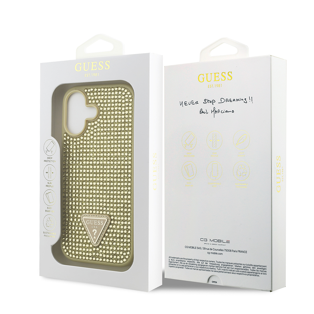 Apple iPhone 17 Case Guess Original Licensed Stone Back Triangle Logo Cover - 19