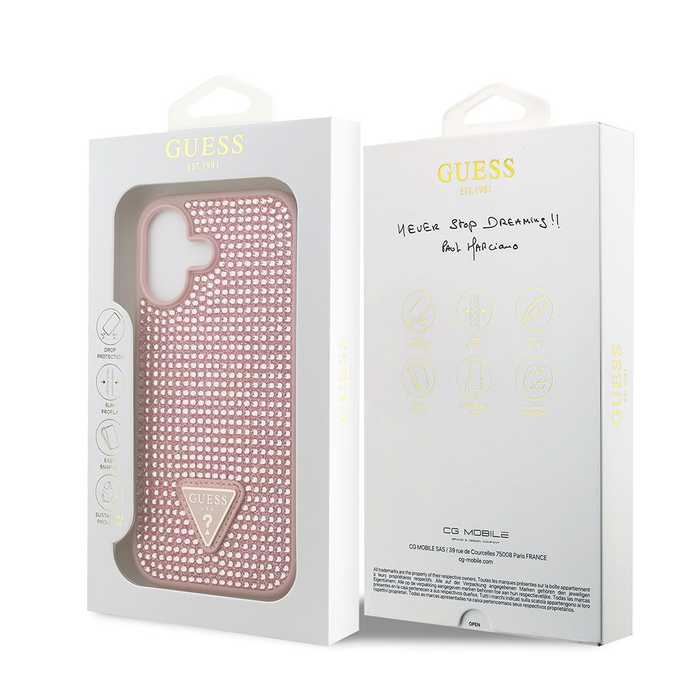 Apple iPhone 17 Case Guess Original Licensed Stone Back Triangle Logo Cover - 26