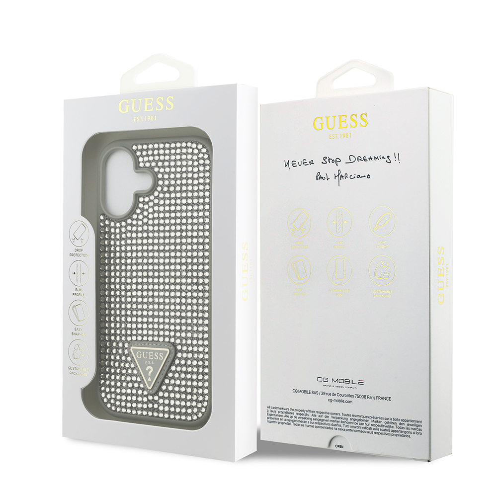 Apple iPhone 17 Case Guess Original Licensed Stone Back Triangle Logo Cover - 33