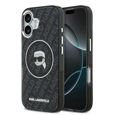 Apple iPhone 17 Case Karl Lagerfeld Original Licensed IML Printed KL Heads Cover Black