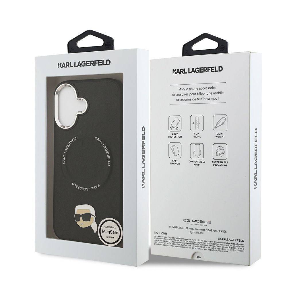 Apple iPhone 17 Case Karl Lagerfeld Original Licensed M-safe Charging Feature Metal Camera and Button Design Karl PU Leather Cover - 9