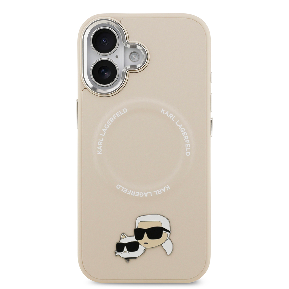 Apple iPhone 17 Case Karl Lagerfeld Original Licensed M-Safe Charging Feature Metal Camera and Button Design K&C PU Leather Cover - 6