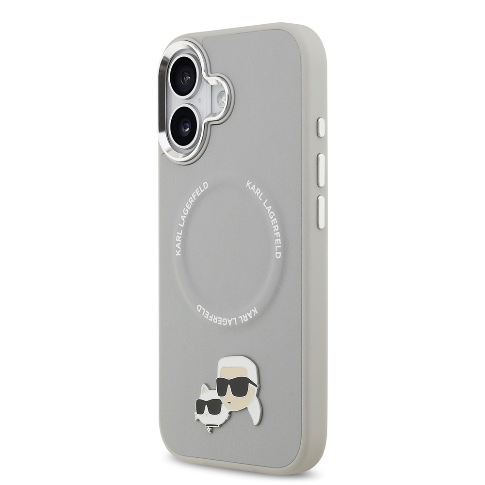 Apple iPhone 17 Case Karl Lagerfeld Original Licensed M-Safe Charging Feature Metal Camera and Button Design K&C PU Leather Cover - 19
