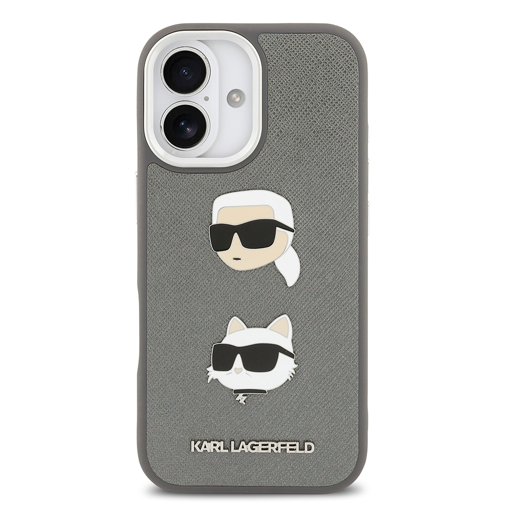 Apple iPhone 17 Case Karl Lagerfeld Original Licensed Metal Logo K&C Heads Pin Cover - 12