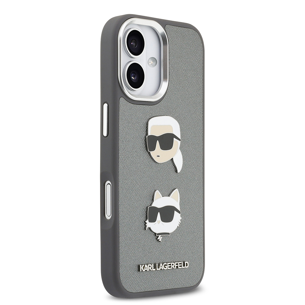 Apple iPhone 17 Case Karl Lagerfeld Original Licensed Metal Logo K&C Heads Pin Cover - 13