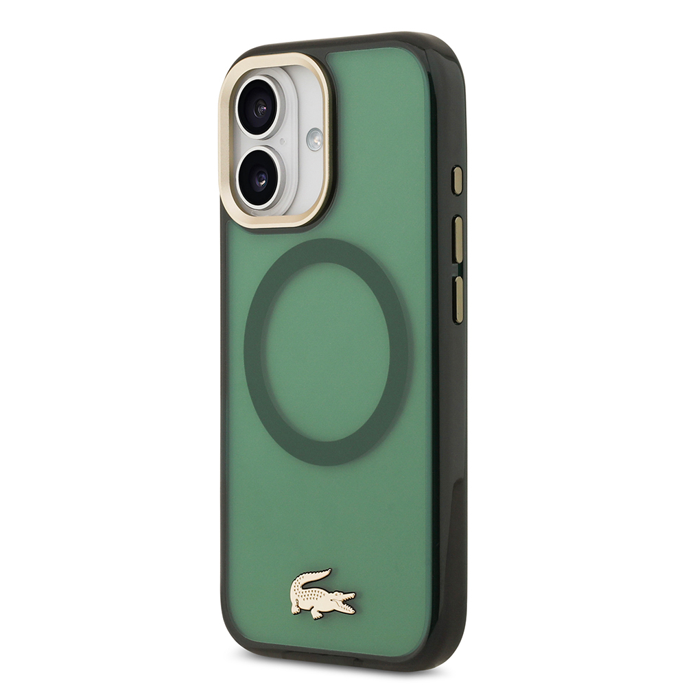 Apple iPhone 17 Case Lacoste Original Licensed M-Safe Charging Feature Gold Crocodile Logo Frosted Cover - 5