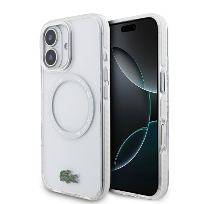 Apple iPhone 17 Case Lacoste Original Licensed M-Safe Charging Feature Iconic Crocodile Logo Frosted Cover White