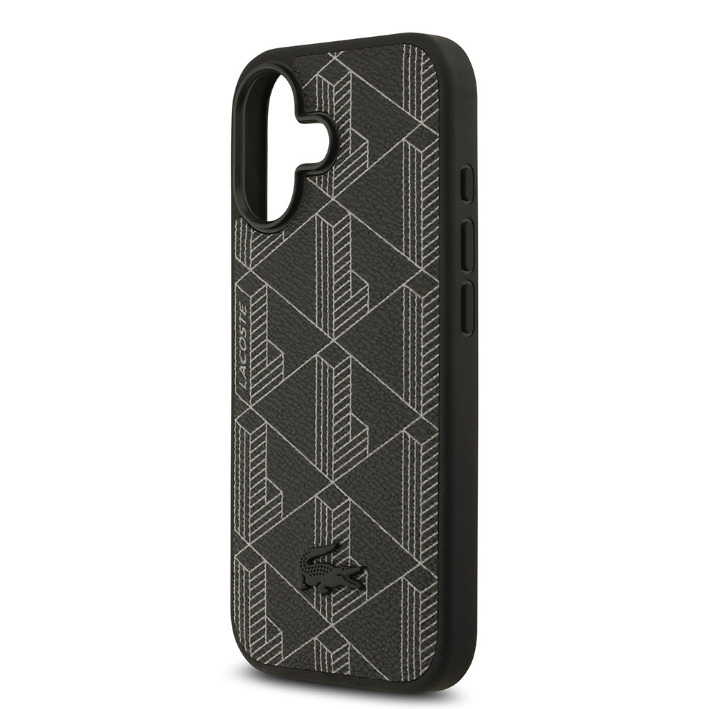 Apple iPhone 17 Case Lacoste Original Licensed M-Safe Charging Feature PU Leather Design Card Holder Mixed Monogram Pattern Cover - 4