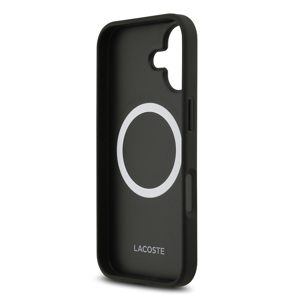 Apple iPhone 17 Case Lacoste Original Licensed M-Safe Charging Feature PU Leather Design Card Holder Mixed Monogram Pattern Cover - 7