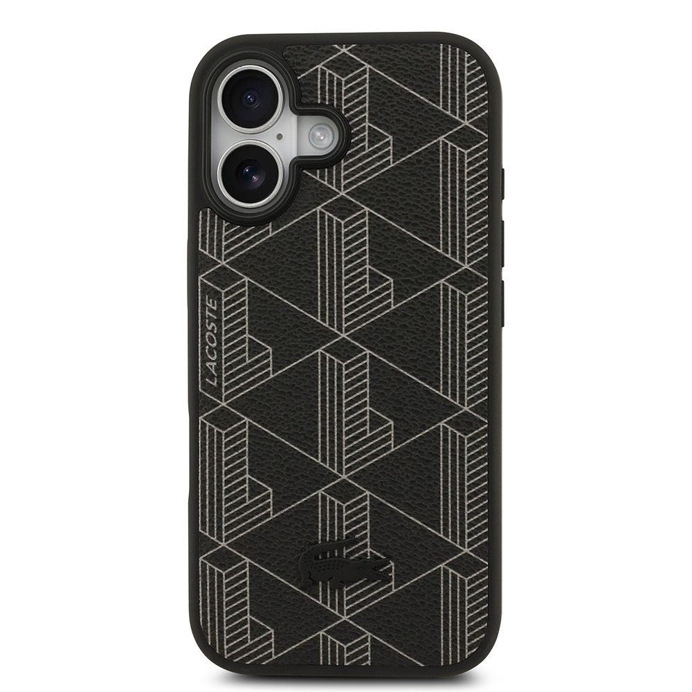Apple iPhone 17 Case Lacoste Original Licensed M-Safe Charging Feature PU Leather Design Card Holder Mixed Monogram Pattern Cover - 5