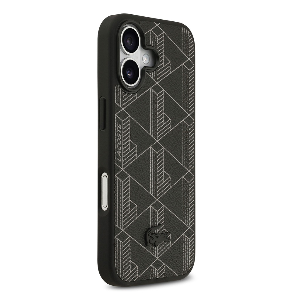 Apple iPhone 17 Case Lacoste Original Licensed M-Safe Charging Feature PU Leather Design Card Holder Mixed Monogram Pattern Cover - 2